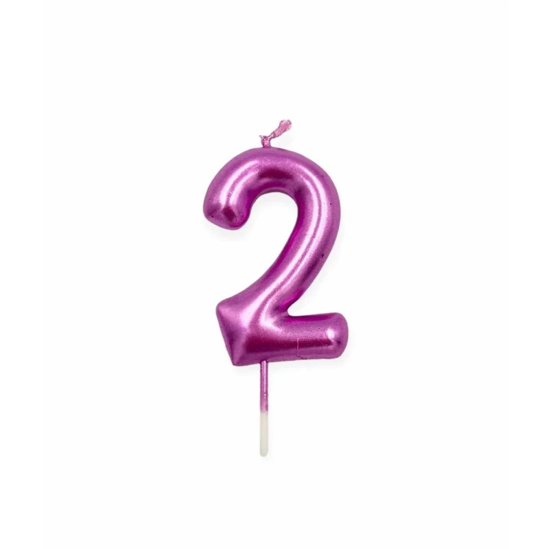 2-s rózsaszín króm gyertya, 6 cm