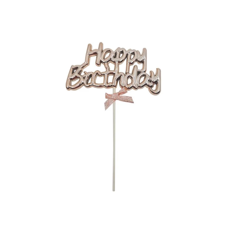 Happy Birthday feliratú torta dekoráció, Rose gold