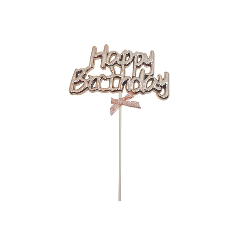 Happy Birthday feliratú torta dekoráció, ezüst - 18 cm