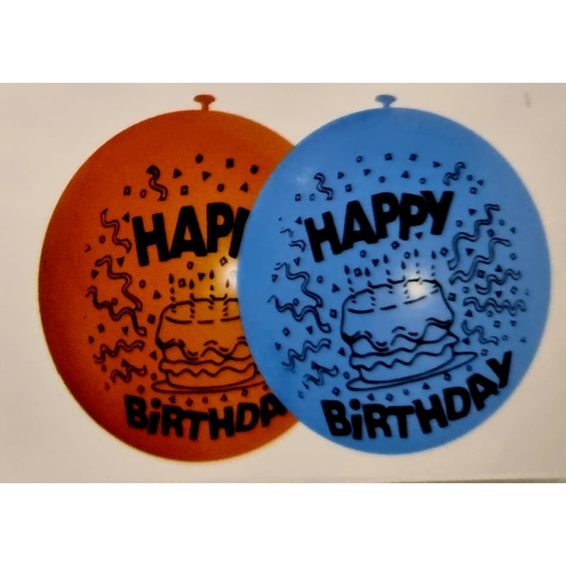 Latex lufi, Happy Birthday,vegyes szinek,5 db, 30 cm