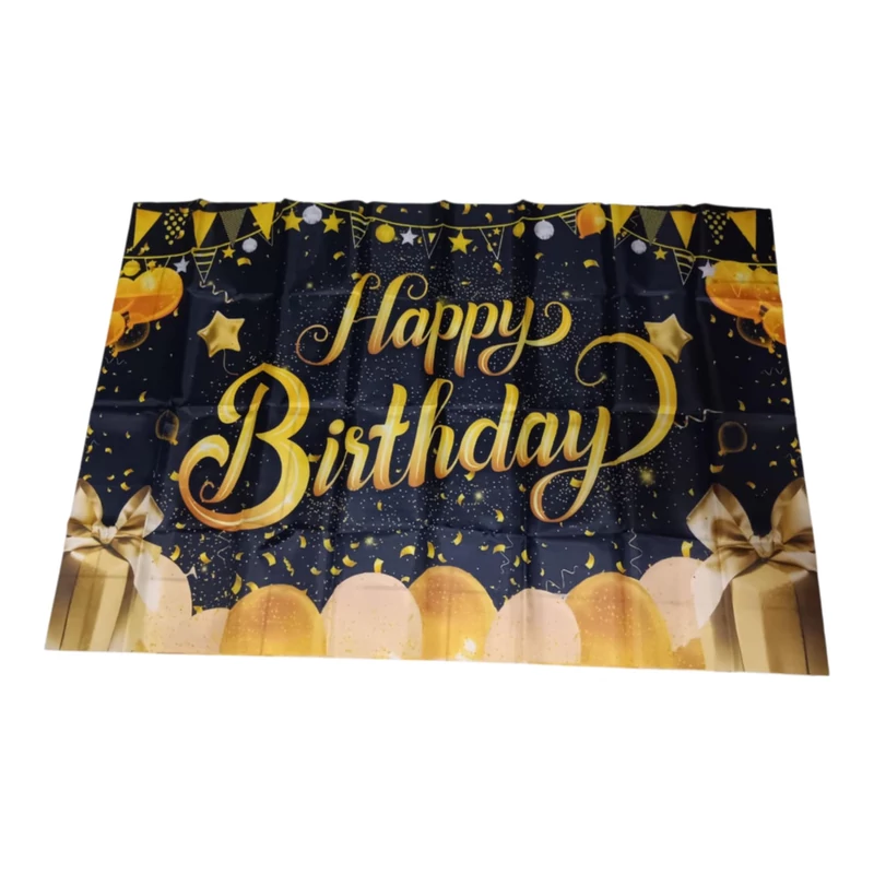 Happy Birthday fekete-arany fotóháttér