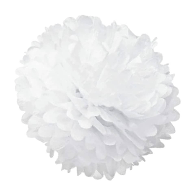 Pom-pom függő dekoráció fehér, 35 cm