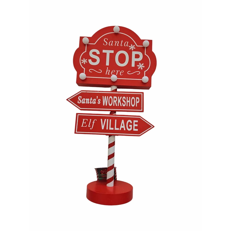 Mikulásjelző világító Tábla "Santa Stop" Led-es , elf-s