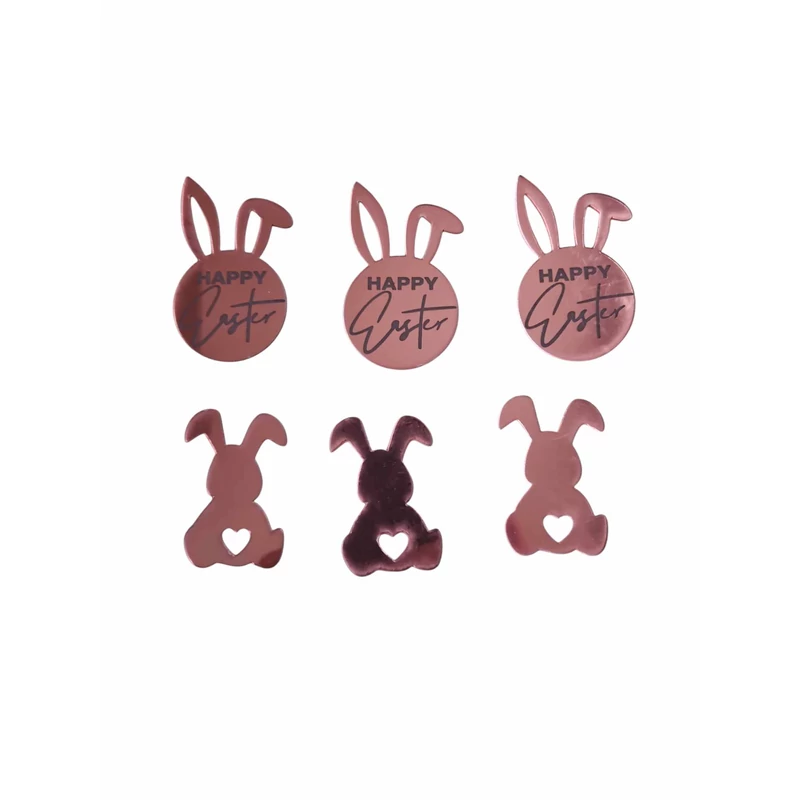 Húsvéti muffin süti dekor, 6 db rose gold