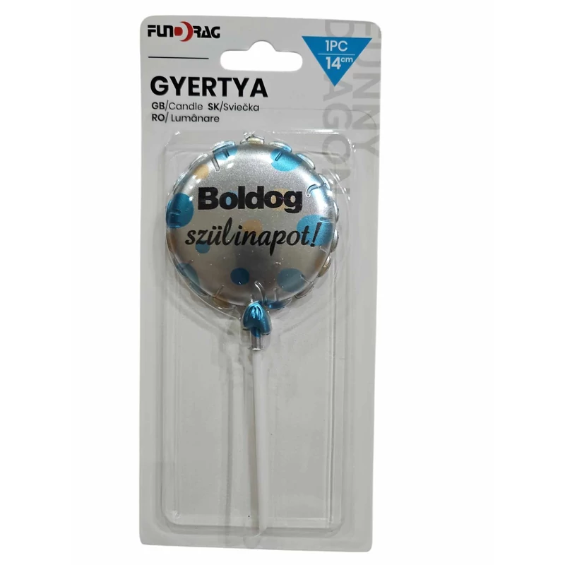 Konfettis Boldog Szülinapot gyertya, kék
