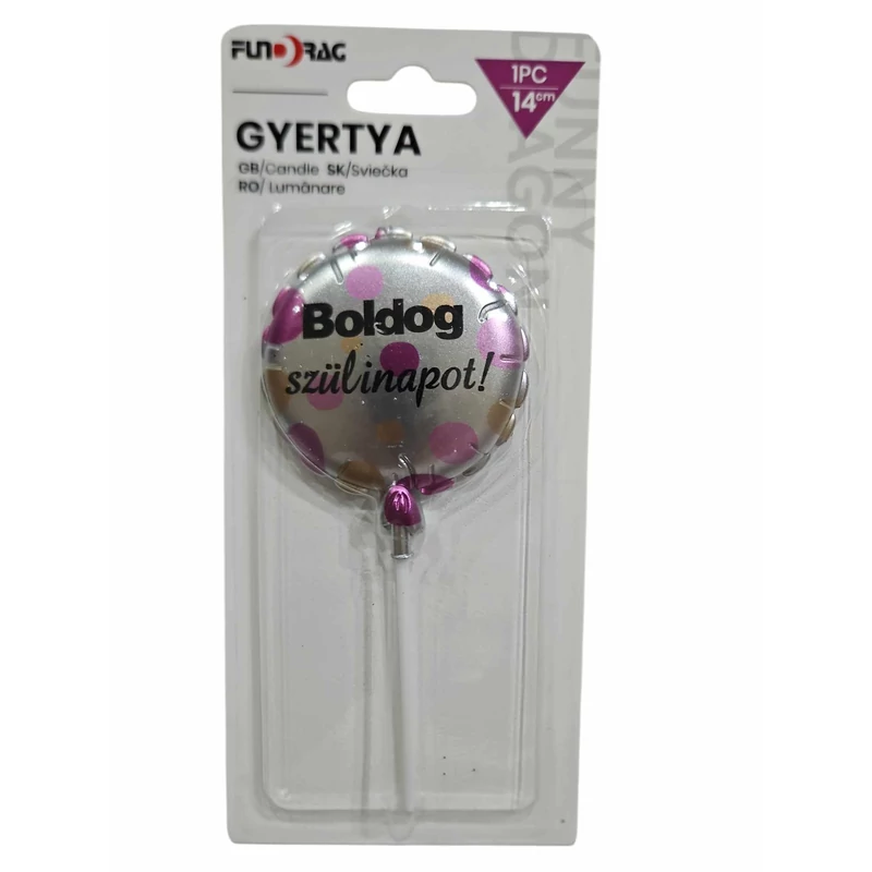 Konfettis Boldog Szülinapot gyertya, pink