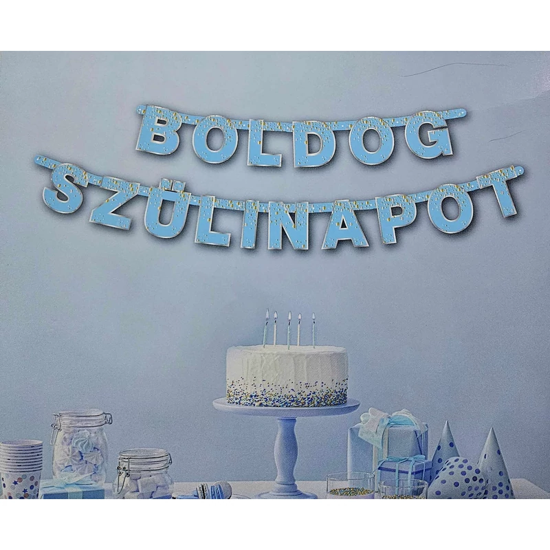 Boldog Szülinapot kék betű felirat, banner - 5 m