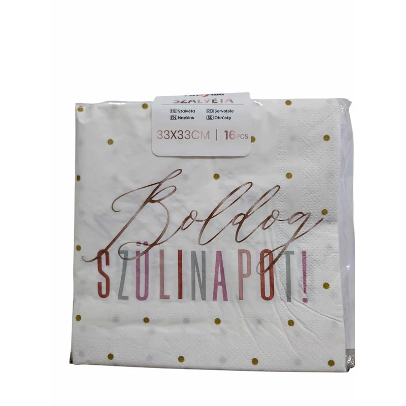 Pasztell Boldog Szülinapot szalvéta, 16 db