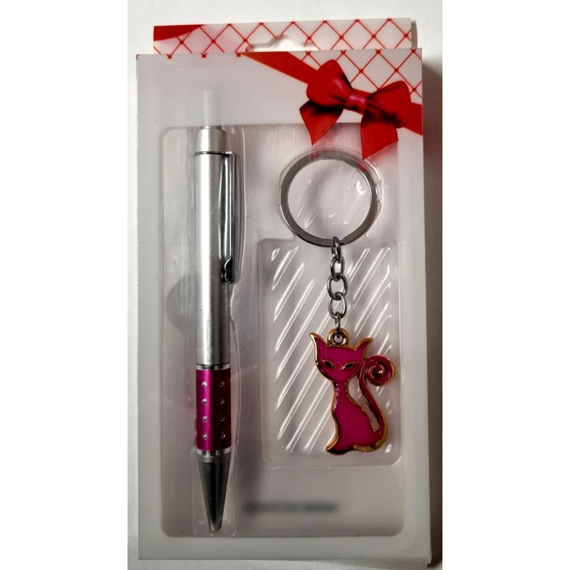Rózsaszín Cica ajándék tollal díszdobozban