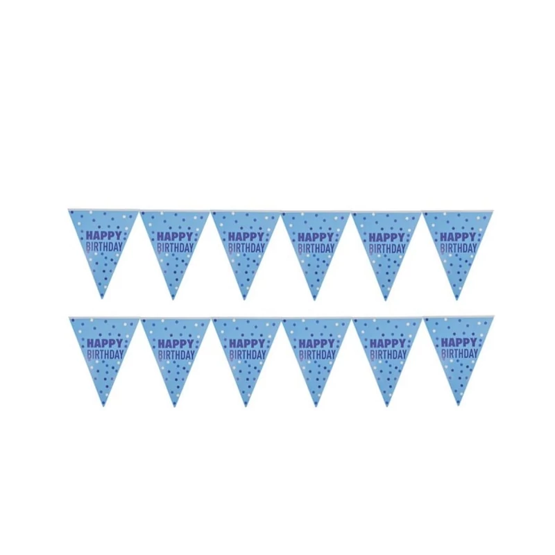 Happy Birthday banner,zászlófüzér -  kék , 3 m