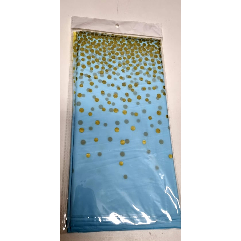 Műanyag terítő kék arany  pöttyös 137 x 274 cm