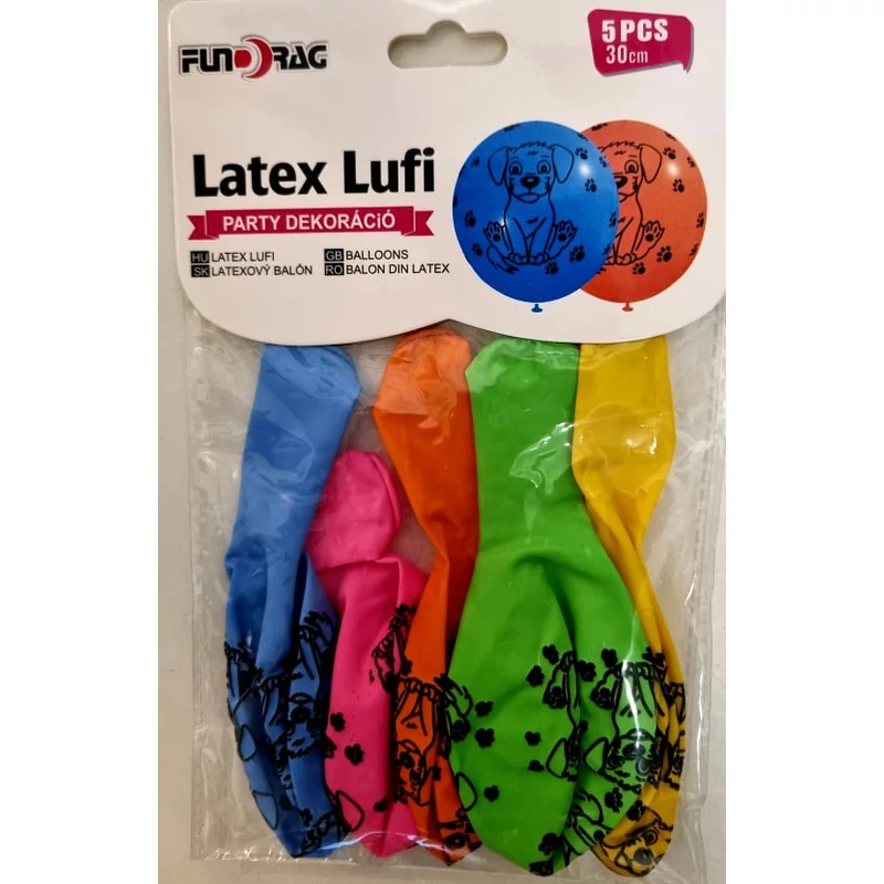 Kutyás latex lufi csomag, 5 db