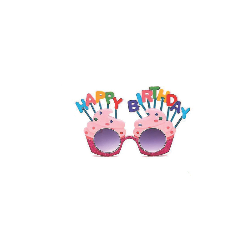 Happy Birthday cupcake party szemüveg, rózsaszín- műanyag