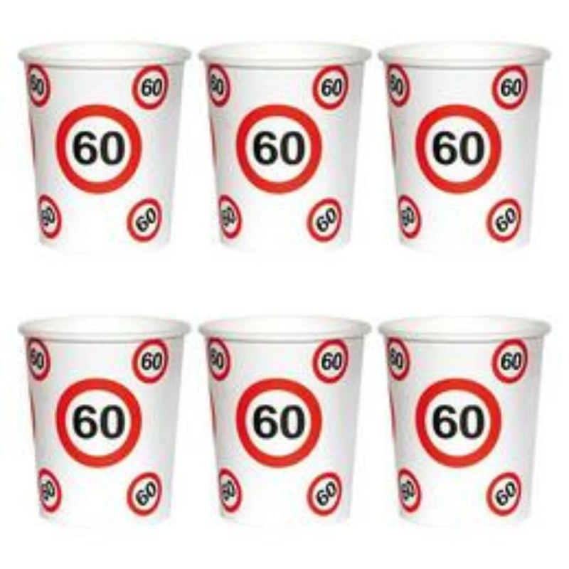 60-as Sebességkorlátozó számos szülinapi papír pohár - 250 ml,10 db-os