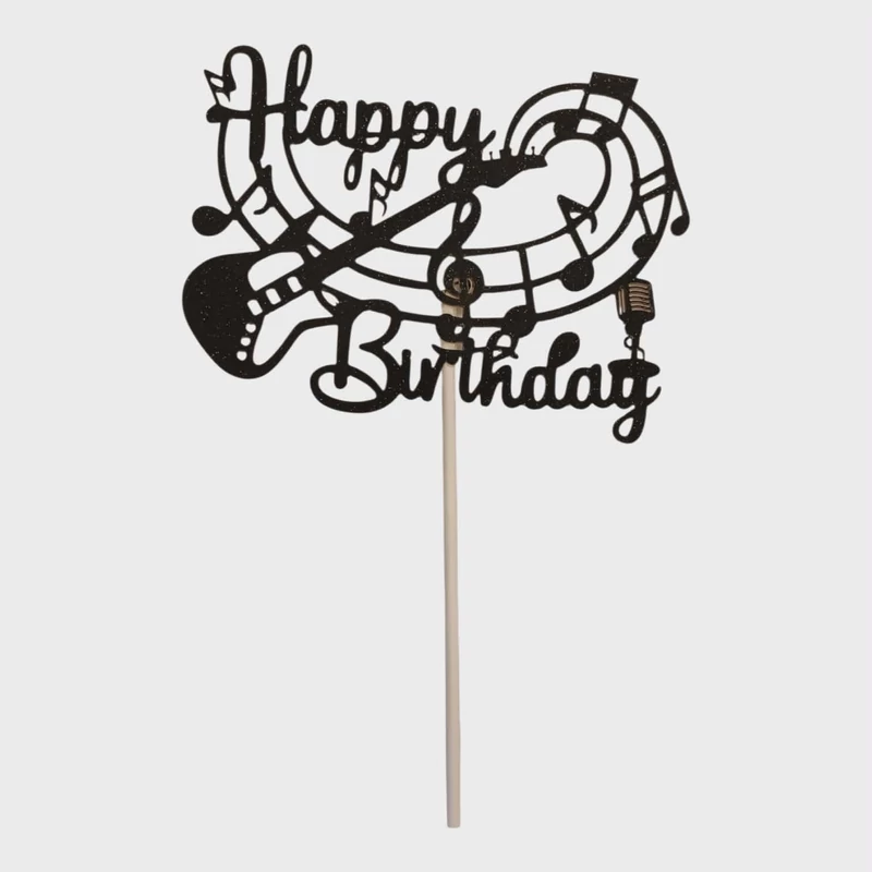 Happy Birthday zenei tortabeszúró fekete