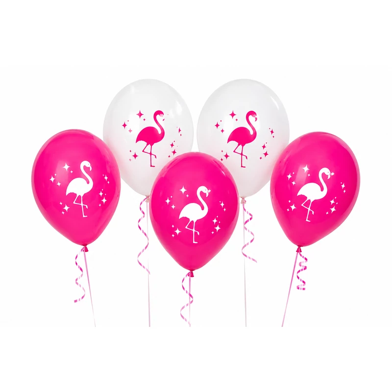 Flamingó latex lufi, 5 db