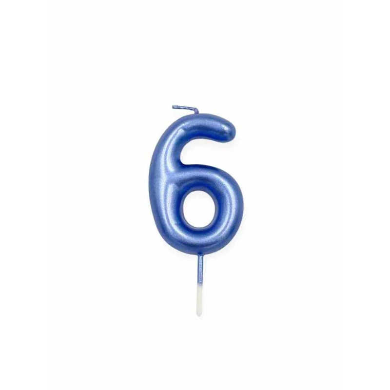 6-os kék króm számgyertya