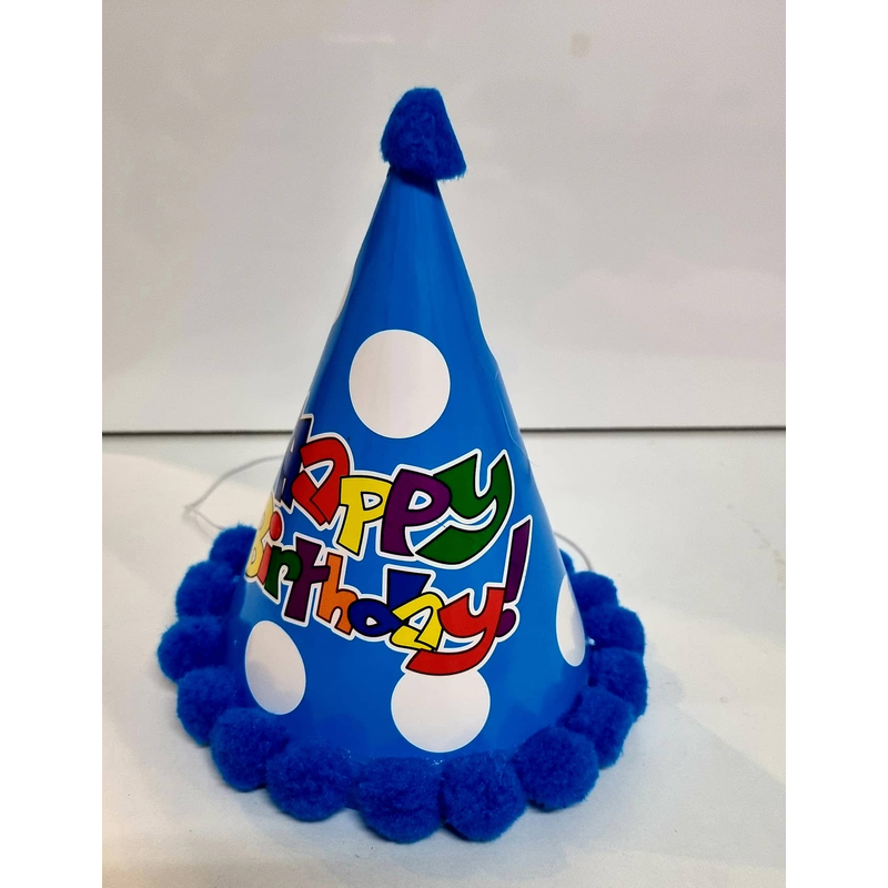 Kék színű happy birthday felíratos papír csákó 11x18 cm