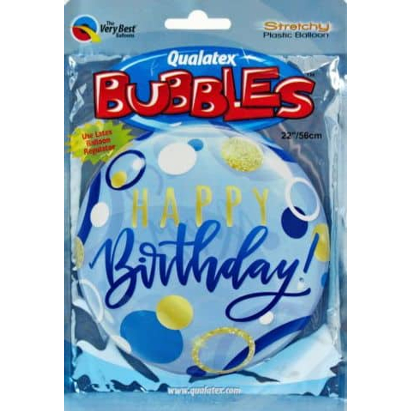 Happy birthday 56cm bubbles léggömb kék