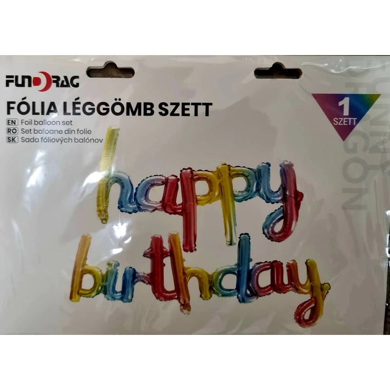 Happy birthday  színes fólia betűk