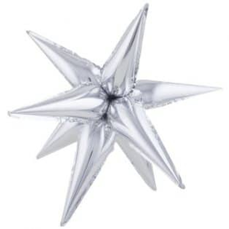 Csillag alakú ,ezüst színű ,fólia lufi 65 cm