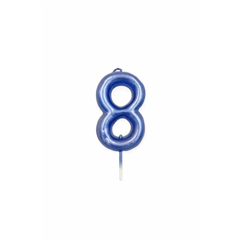 8-as kék króm számgyertya