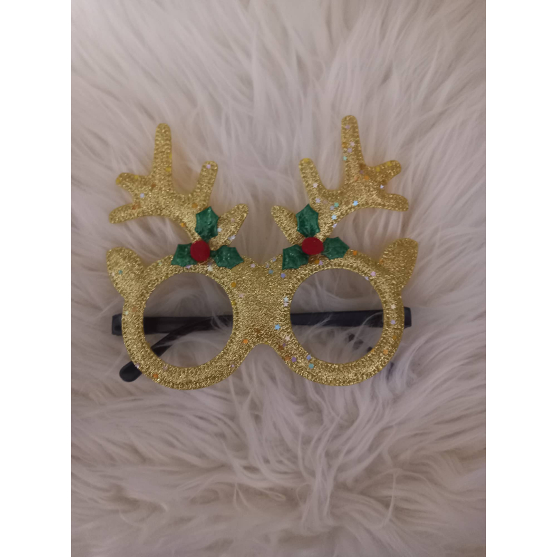 Karácsonyi arany csillámos ,szarvas agancsos szemüveg