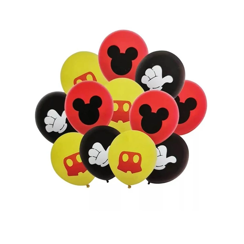 Mickey  egeres 12 db színes mintás latex lufi szett