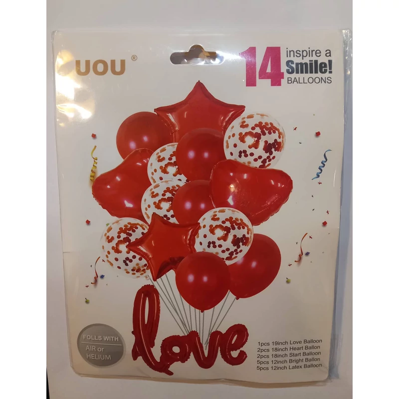 Szerelmes lufi szett 14 db  ajándék love felírattal