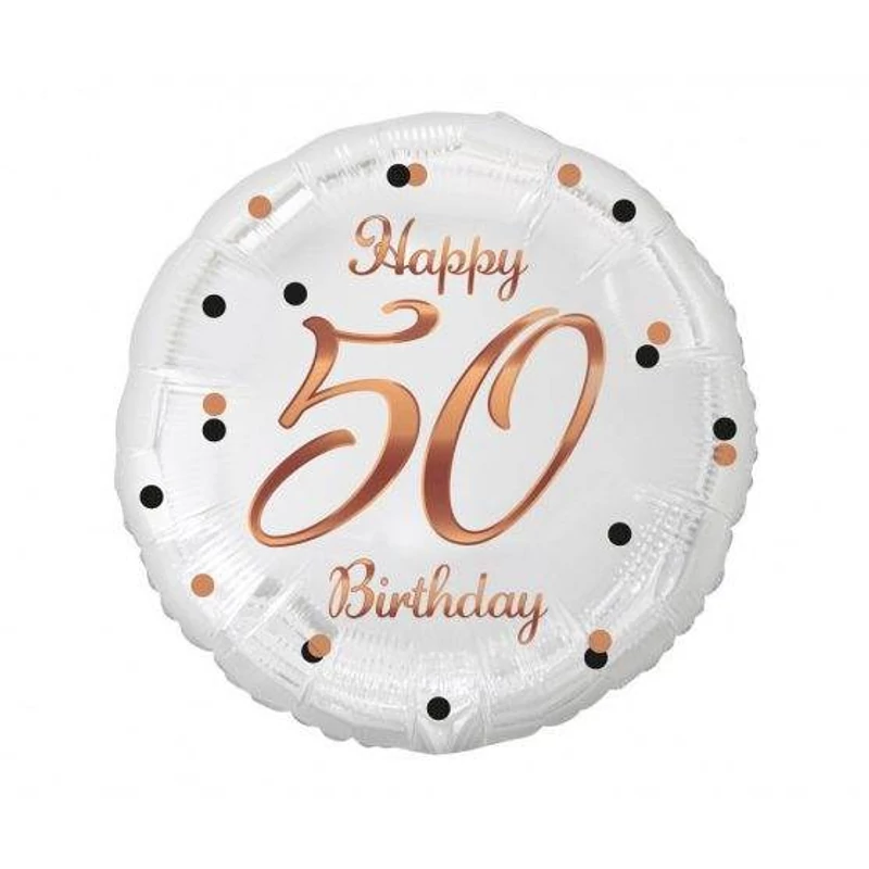 Happy birthday 50 feliratos fólia lufi  pöttyös  36 cm 
