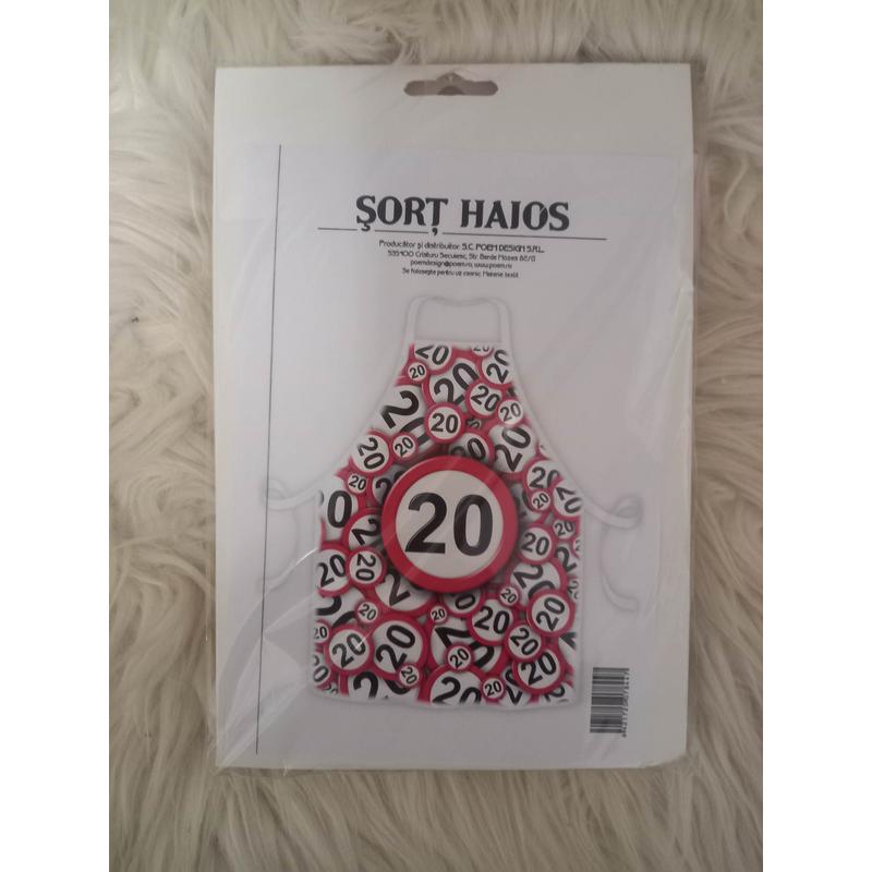 Piros karikás 20 évszámos kötény 