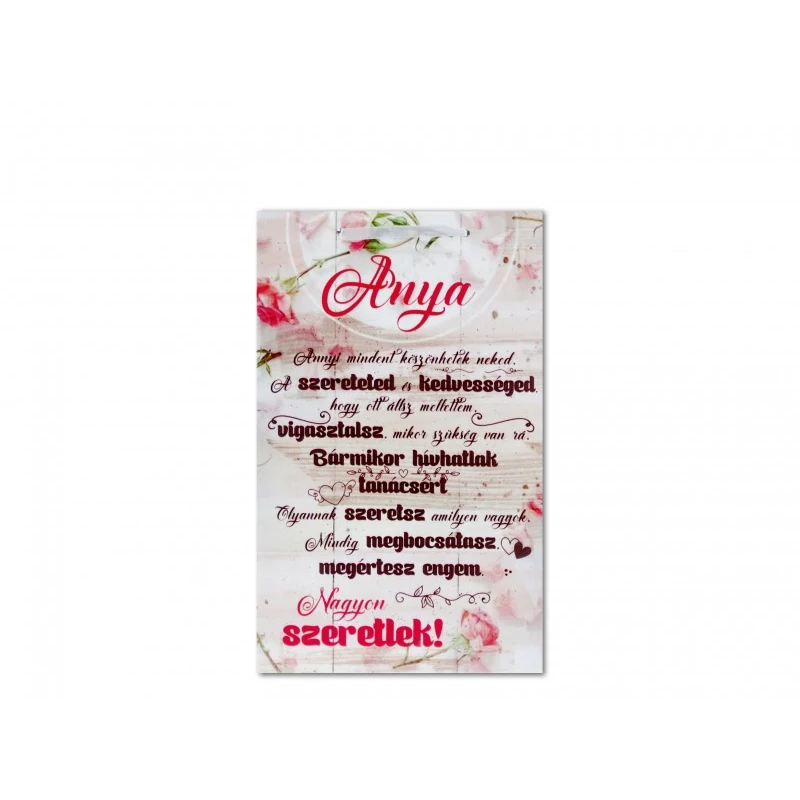 Anya Annyi mindent köszönhetek neked fa tábla 16 cm x 26 cm 