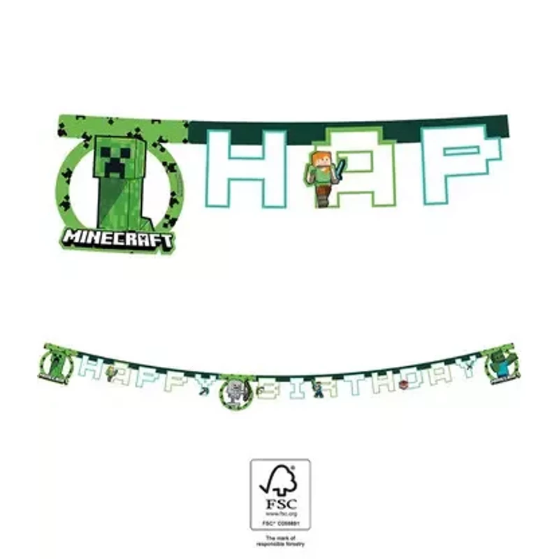 Minecraft Green Happy Birthday felirat