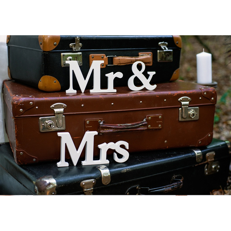 Mr & Mrs hófehér fa dekoráció
