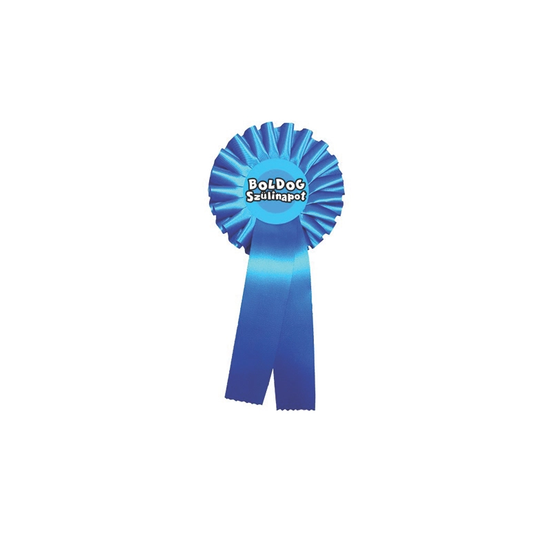 Boldog szülinapot kék díjszalag  26 cm- kitűző