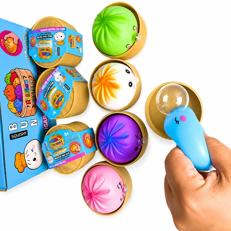 Squishy Bun Mystery Box – Buborékfújós Stresszoldó Gombóc