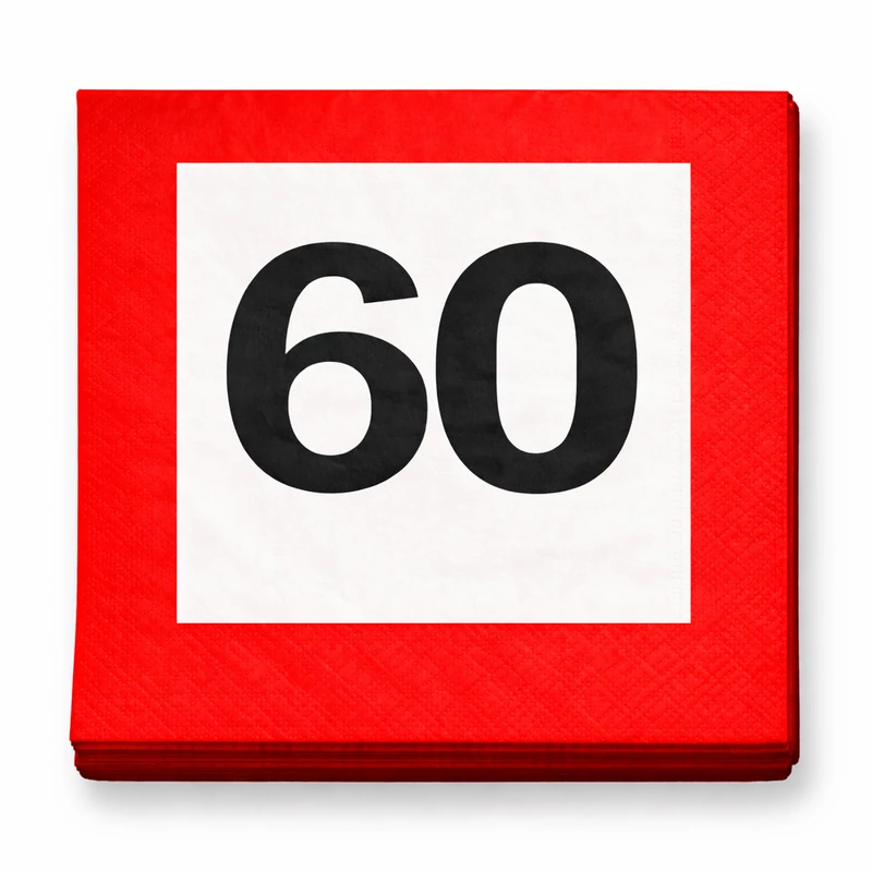 60-as sebességkorlátozó szülinapi parti szalvéta - 20 db