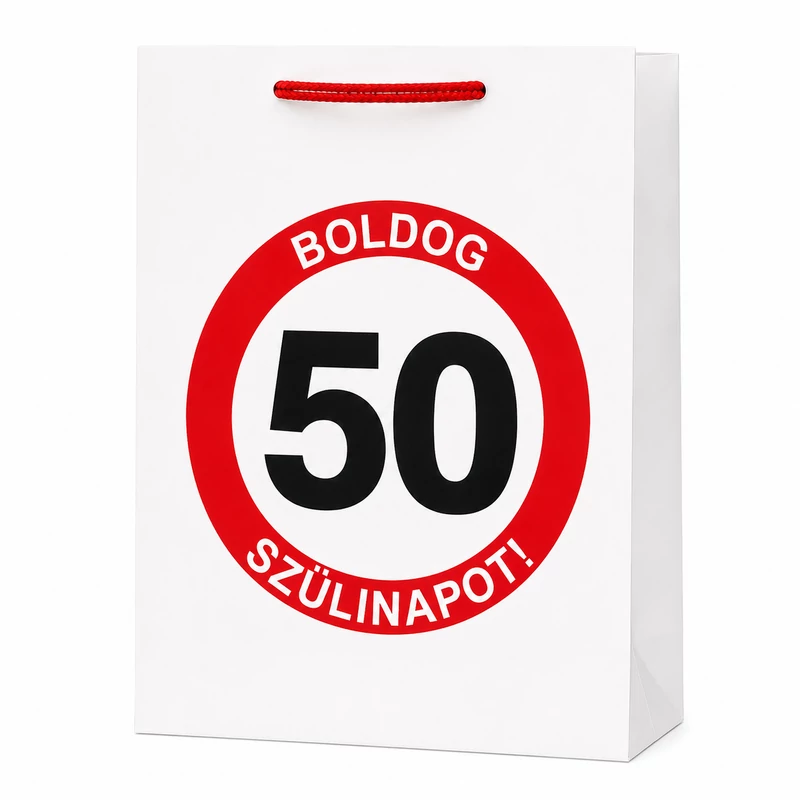 Sebességkorlátozó Ajándéktasak 50. Születésnapra – Boldog 50. Szülinapot!