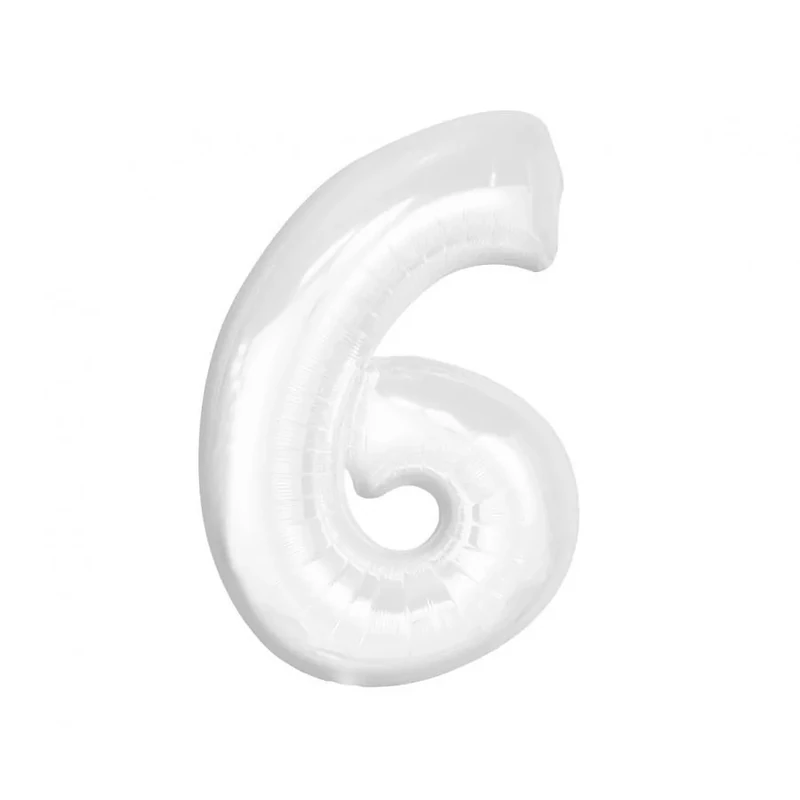 6-os fehér színű fólia lufi 86 cm