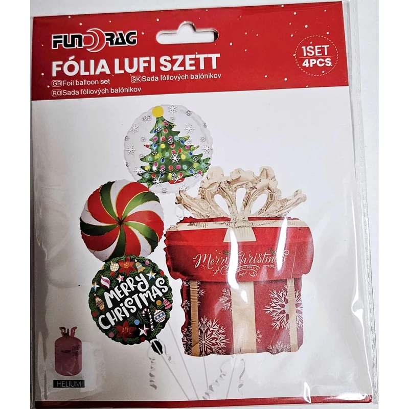 Merry christmas fólia lufi 4 db-os