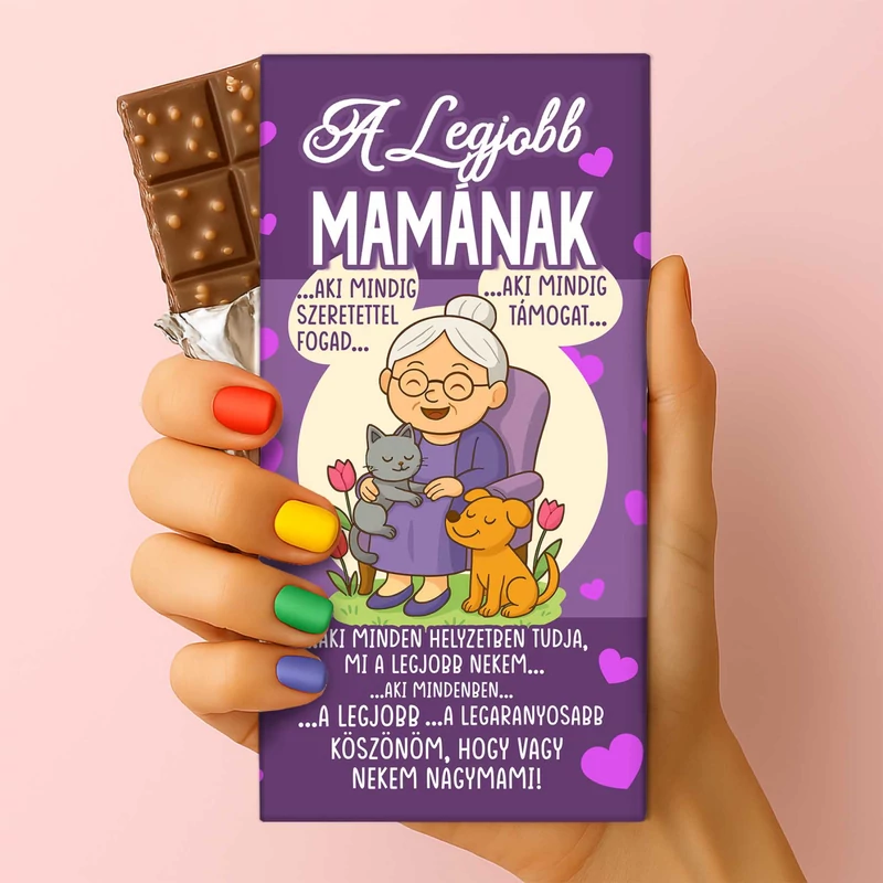 Csoda Csoki - Feliratos Csokoládé - A Legjobb Mamának - Csoki Ajándék Nagymamának - Rizses Csokoládé 75 g