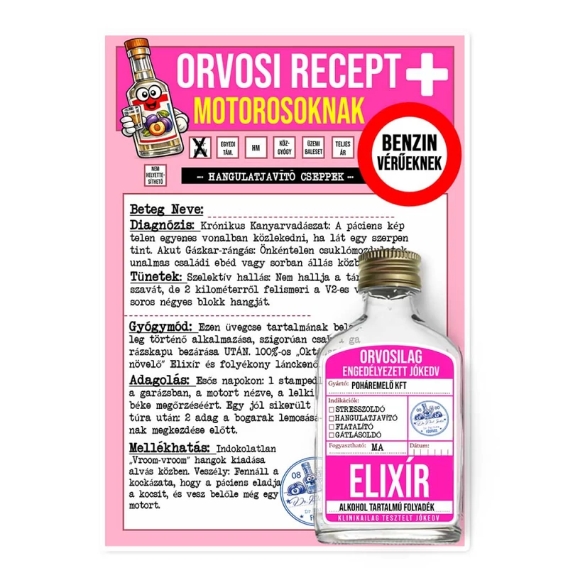 Vicces Orvosi Recept + Laposüveg – Motorosoknak