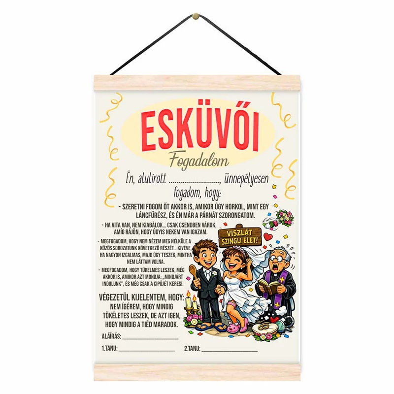 Oklevél – Esküvői Fogadalom Vicces Esküvői Ajándék