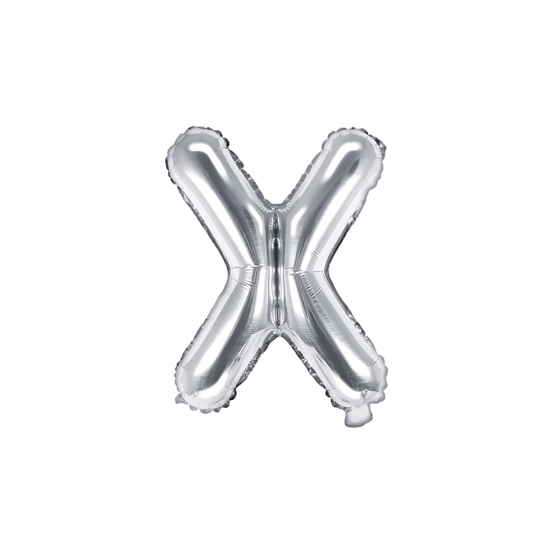 Fólia lufi "X"  betű, ezüst ,35 cm