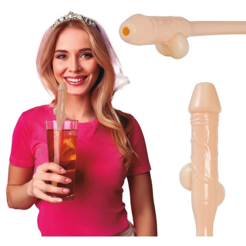Óriás pénisz szívószál – vicces party italos szívószál 28 cm
