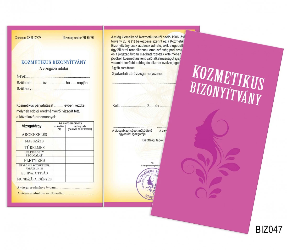 Vicces bizonyítvány, Kozmetikus bizonyítvány