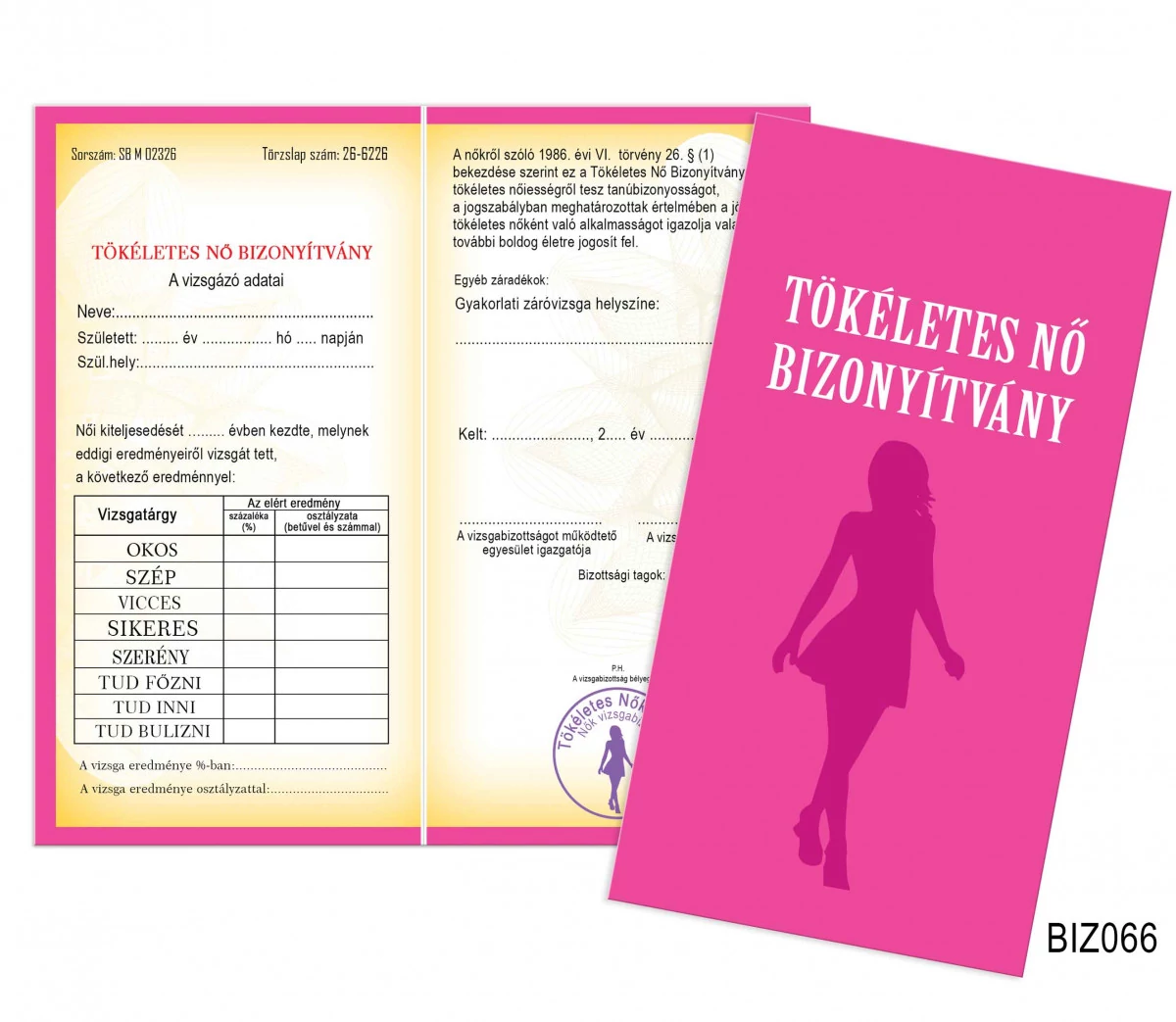 Vicces bizonyítvány, Tökéletes nő