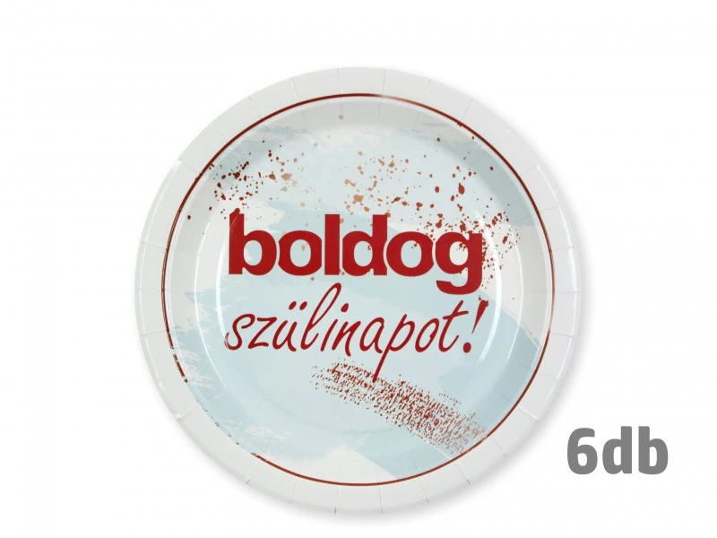 Boldog szülinapot papírtányér kék árnyalattal  6 db  22.5 cm 