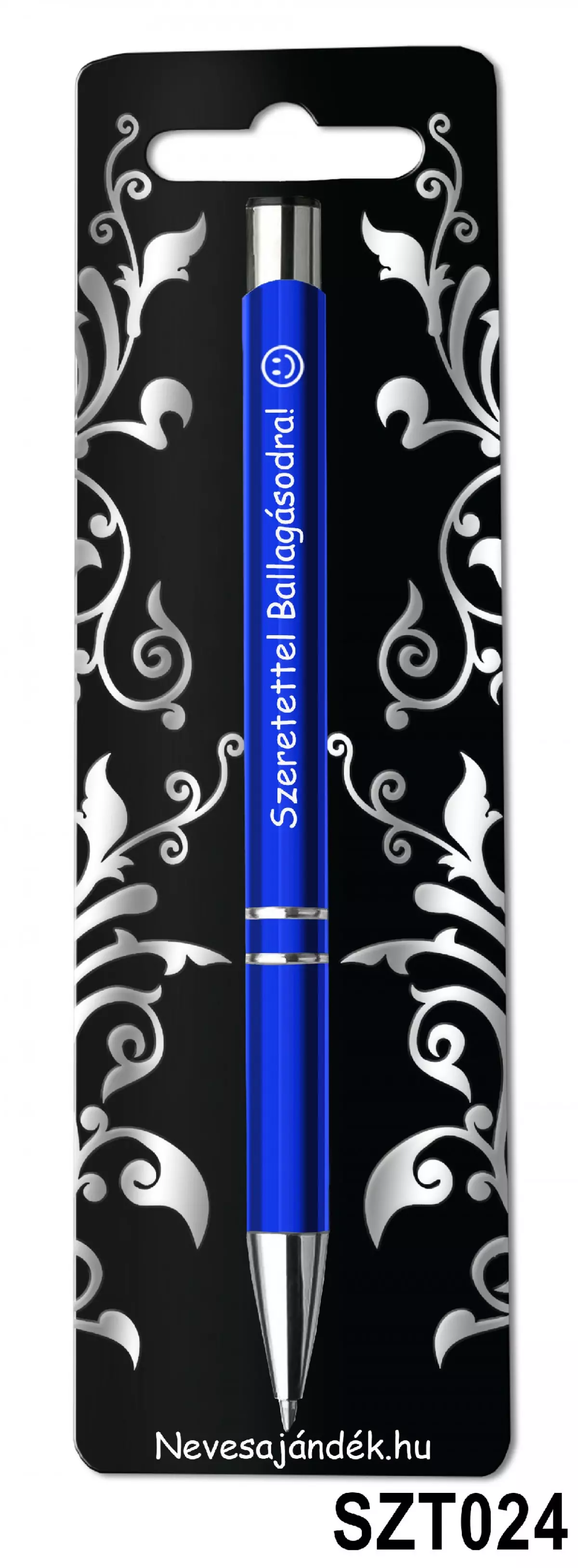  Gravírozott színes golyóstoll 13,6 cm - Szeretettel Ballagásodra - kék