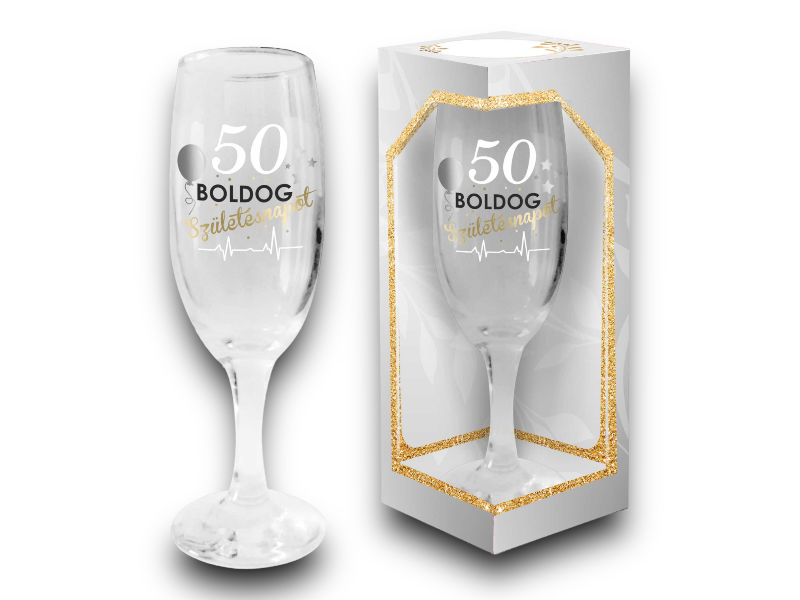 Boldog 50. születésnapot pezsgőspohár